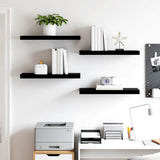 Scaffali a Parete 4 pz Nero Lucido 60x23,5x3,8 cm in MDF