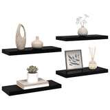 Scaffali a Parete 4 pz Nero Lucido 60x23,5x3,8 cm in MDF