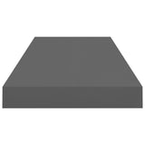 Scaffali a Parete 2 pz Grigio Lucido 60x23,5x3,8 cm in MDF