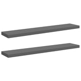 Scaffali a Parete 2 pz Grigio Lucido 120x23,5x3,8 cm in MDF