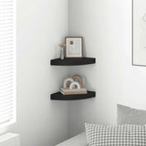 Scaffali Angolari a Parete 2 pz Neri 25x25x3,8 cm in MDF