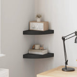 Scaffali Angolari a Parete 2 pz Neri 25x25x3,8 cm in MDF