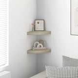 Scaffali Angolari a Parete 2 pz Rovere 25x25x3,8 cm in MDF