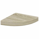 Scaffali Angolari a Parete 2 pz Rovere 25x25x3,8 cm in MDF