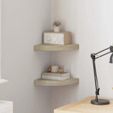 Scaffali Angolari a Parete 2 pz Rovere 25x25x3,8 cm in MDF