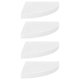 323909 Floating Corner Shelves 4 pcs High Gloss White 35x35x3,8 cm MDF