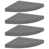Scaffali Angolari a Parete 4 pz Grigio Lucido 35x35x3,8 cm MDF