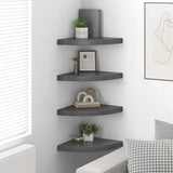 Scaffali Angolari a Parete 4 pz Grigio Lucido 35x35x3,8 cm MDF