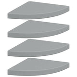 Scaffali Angolari a Parete 4 pz Grigi 35x35x3,8 cm in MDF