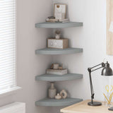 Scaffali Angolari a Parete 4 pz Grigi 35x35x3,8 cm in MDF