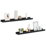 Mensole con Sporgenza 2 pz Nere 60x9x3 cm MDF
