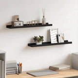 Mensole con Sporgenza 2 pz Nere 60x9x3 cm MDF