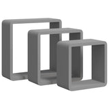 Mensole a Cubo da Parete 3 pz Grigie in MDF