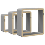 Mensole a Cubo da Parete 3 pz Grigie in MDF