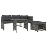 Set da Pranzo da Giardino 4 pz con Cuscini in Polyrattan Grigio