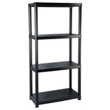 Scaffale a 4 Ripiani Nero 61x30,5x130 cm in Plastica