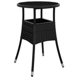 Tavolo da Giardino 60x75 cm Vetro Temperato e Polyrattan Nero