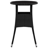Tavolo da Giardino 60x75 cm Vetro Temperato e Polyrattan Nero
