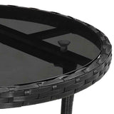 Tavolo da Giardino 60x75 cm Vetro Temperato e Polyrattan Nero
