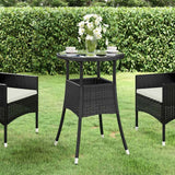 Tavolo da Giardino 60x75 cm Vetro Temperato e Polyrattan Nero