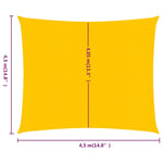 Vela Parasole 160 g/m Quadrata Giallo 4,5x4,5 m in HDPE