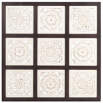 Pannello Intagliato a Mano in MDF 60x60x1,5 cm Marrone e Bianco