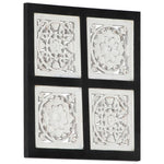 Pannello Murale Intagliato MDF 40x40x1,5 cm Nero e Bianco