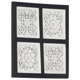 Pannello Murale Intagliato MDF 40x40x1,5 cm Nero e Bianco