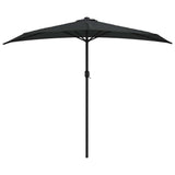 Ombrellone Balcone Palo in Alluminio Nero 270x144x222cm a Metà