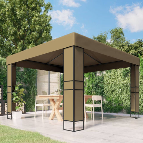 Gazebo con Tetto Doppio 3x3x2,7 m Grigio Talpa 180 g/m