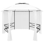 Gazebo da Giardino con Tende 360x312x265 cm Bianco 180 g/m