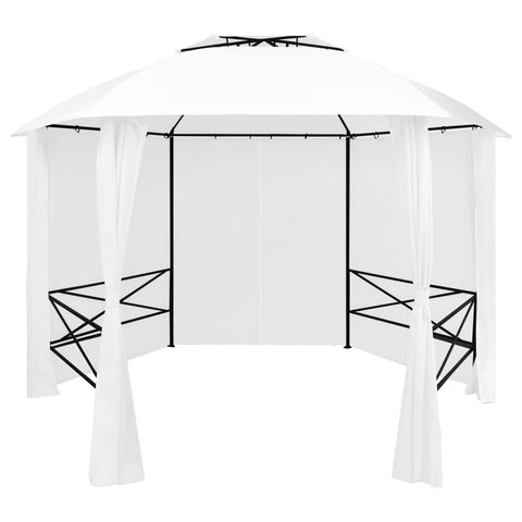 Gazebo da Giardino con Tende 360x312x265 cm Bianco 180 g/m