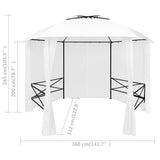 Gazebo da Giardino con Tende 360x312x265 cm Bianco 180 g/m