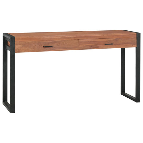 Scrivania con 2 Cassetti 140x40x75 cm in Legno di Teak