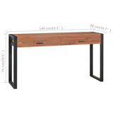 Scrivania con 2 Cassetti 140x40x75 cm in Legno di Teak