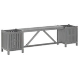 Panca da Giardino con 2 Fioriere 150cm Legno di Acacia Grigio