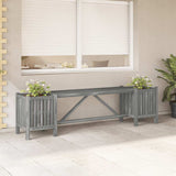 Panca da Giardino con 2 Fioriere 150cm Legno di Acacia Grigio