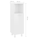 Mobile da Bagno Bianco Lucido 30x30x95 cm in Legno truciolato