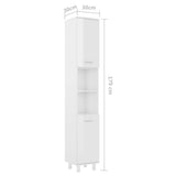 Mobile da Bagno Bianco Lucido 30x30x179 cm in Legno truciolato
