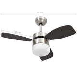 Ventilatore Soffitto con Luce e Telecomando 76 cm Marrone Scuro