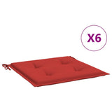 Cuscini per Sedia 6 pz Rossi 50x50x4 cm in Tessuto Oxford