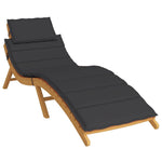Cuscino per Lettino Nero 186x58x4 cm in Tessuto Oxford