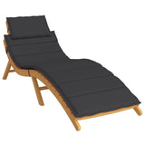 Cuscino per Lettino Nero 186x58x4 cm in Tessuto Oxford
