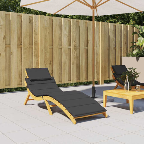 Cuscino per Lettino Nero 186x58x4 cm in Tessuto Oxford