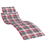 Cuscino per Lettino a Quadri Rossi 186x58x4cm in Tessuto Oxford