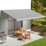Tessuto di Ricambio per Tenda da Sole Antracite e Bianco 6x3,5 m Poliestere