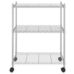 Scaffale a 3 Livelli con Ruote 60x35x81 cm Cromato 150 kg