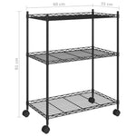 Scaffale a 3 Livelli con Ruote 60x35x81 cm Nero 150 kg