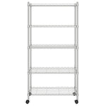 Scaffale a 5 Livelli con Ruote 75x35x155 cm Cromato 250 kg