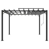 Gazebo con Tetto a Lamelle 3x3 m in Tessuto Antracite/Alluminio